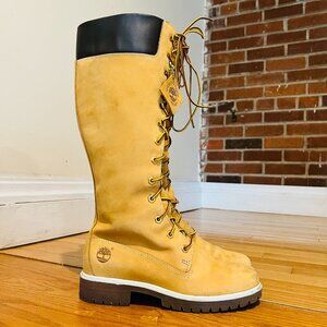 Timberland Premium 14-Inch Tall Wheat Nubuck Leather Waterproof Boots Womens 6.5